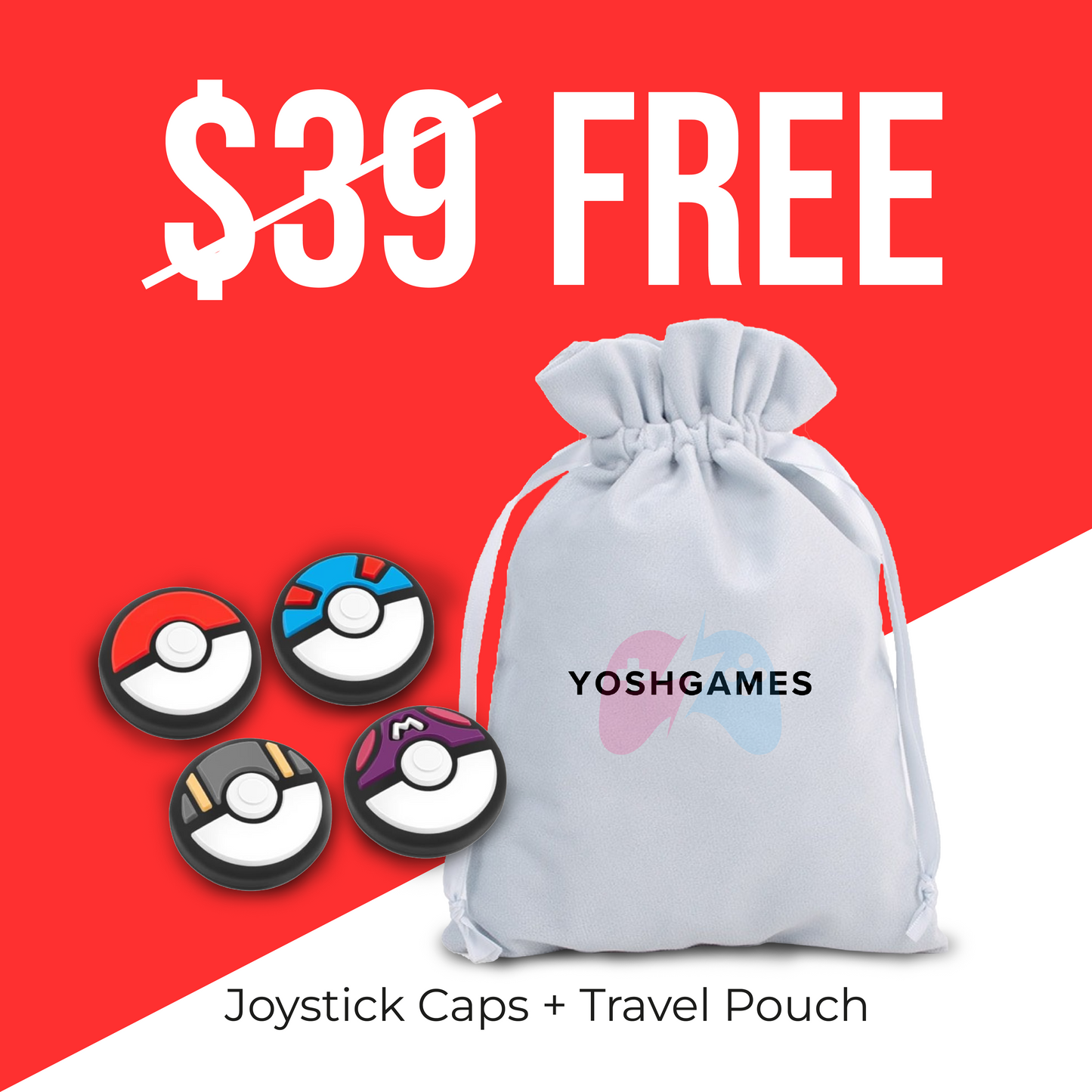 Joysticks Caps and Travel Pouch